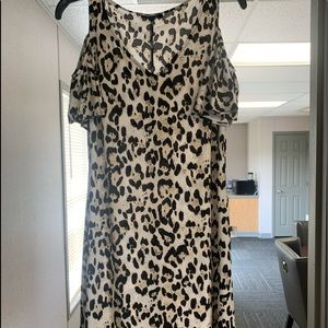 Msk cold shoulder animal print dress. Size small.